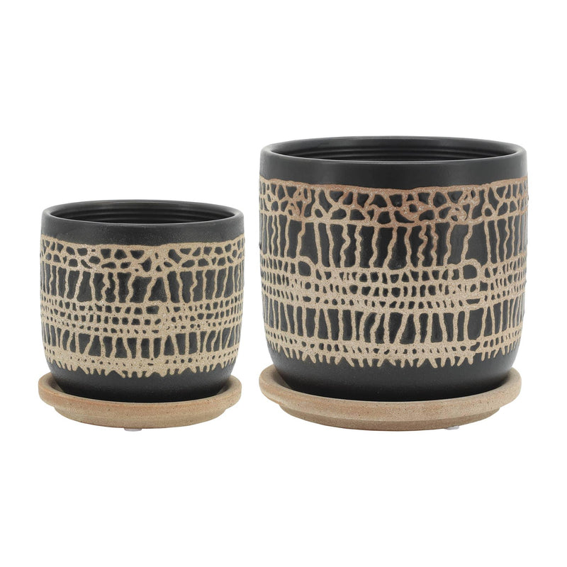 s-2-5-6-glazed-planter-w-saucer-black-1