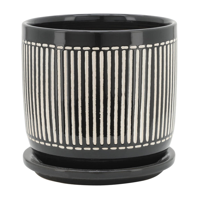 s-2-5-6-vertical-lines-planter-w-saucer-black-4