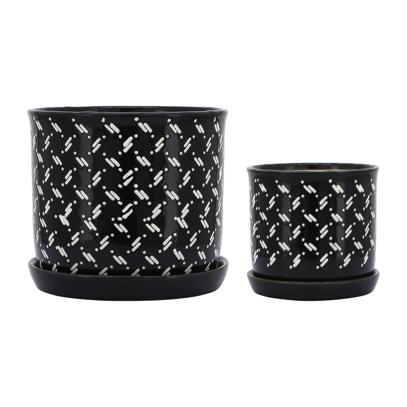 s-2-6-8-dots-planter-w-saucer-black-1