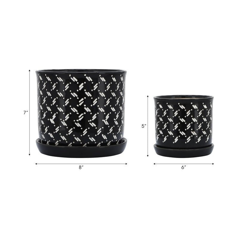 s-2-6-8-dots-planter-w-saucer-black-2