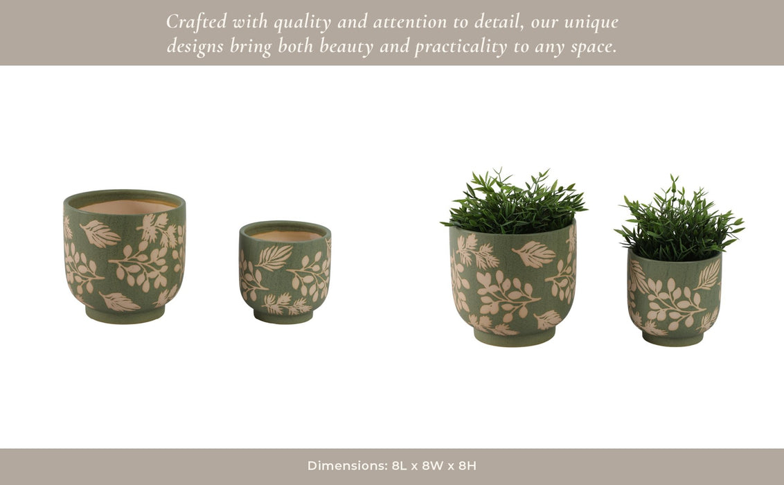 s-2-6-8-hand-painted-leaves-planters-green-tan-13