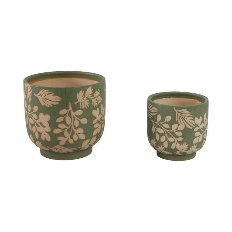 s-2-6-8-hand-painted-leaves-planters-green-tan-3