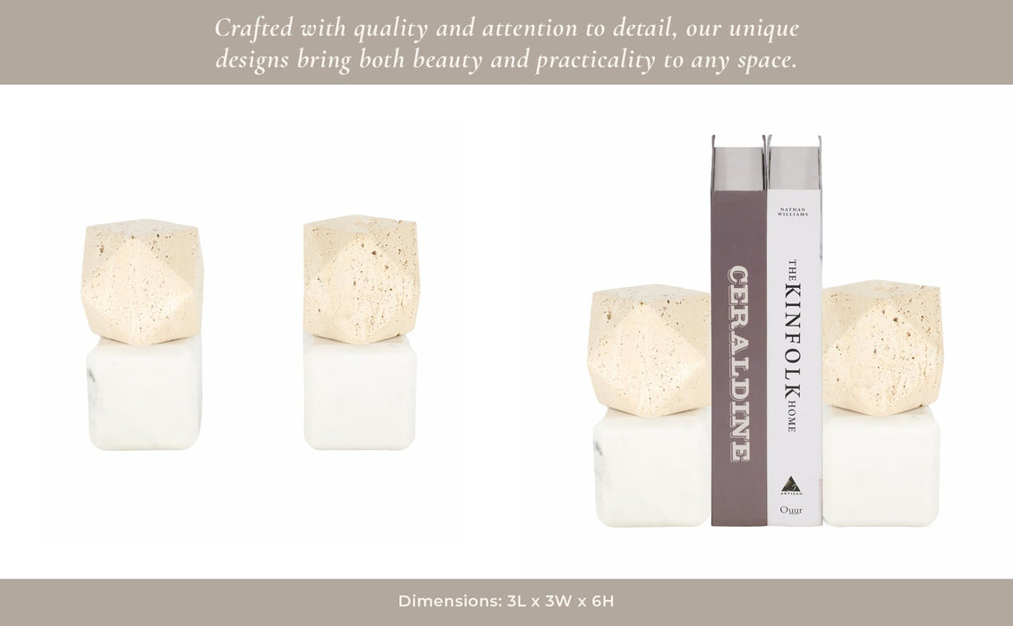 s-2-6-marble-bookends-w-travertine-hex-orb-tan-12