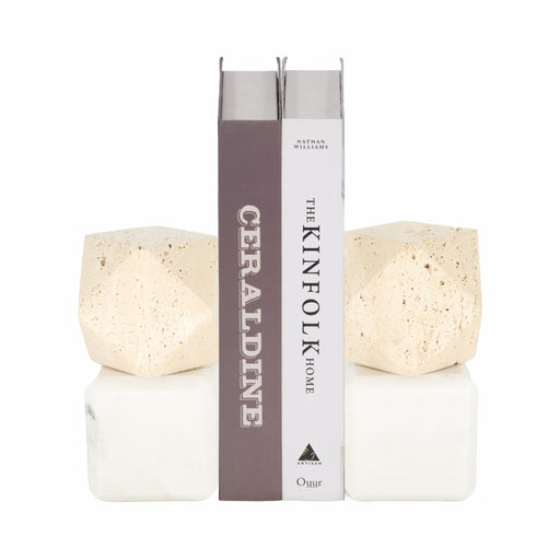 s-2-6-marble-bookends-w-travertine-hex-orb-tan-2