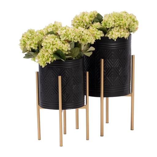 s-2-aztec-planter-on-metal-stand-black-gold-2