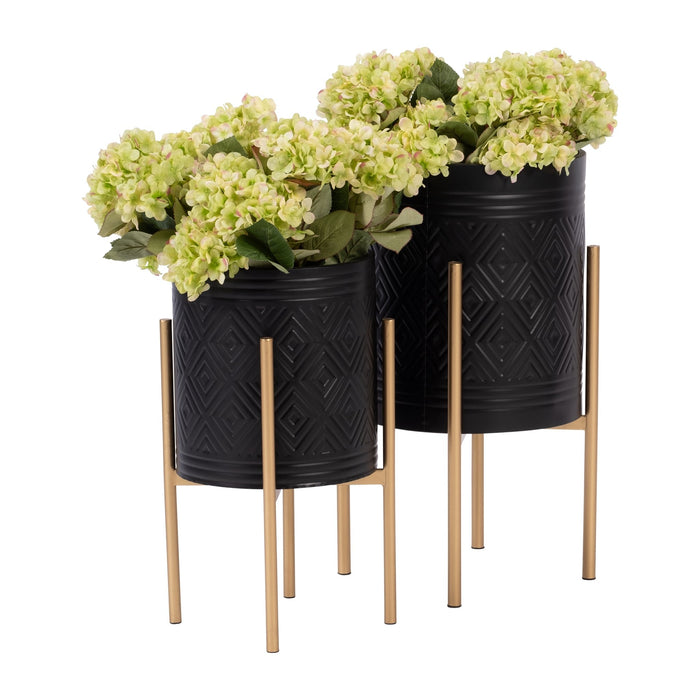 s-2-aztec-planter-on-metal-stand-black-gold-2