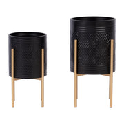 s-2-aztec-planter-on-metal-stand-black-gold-3
