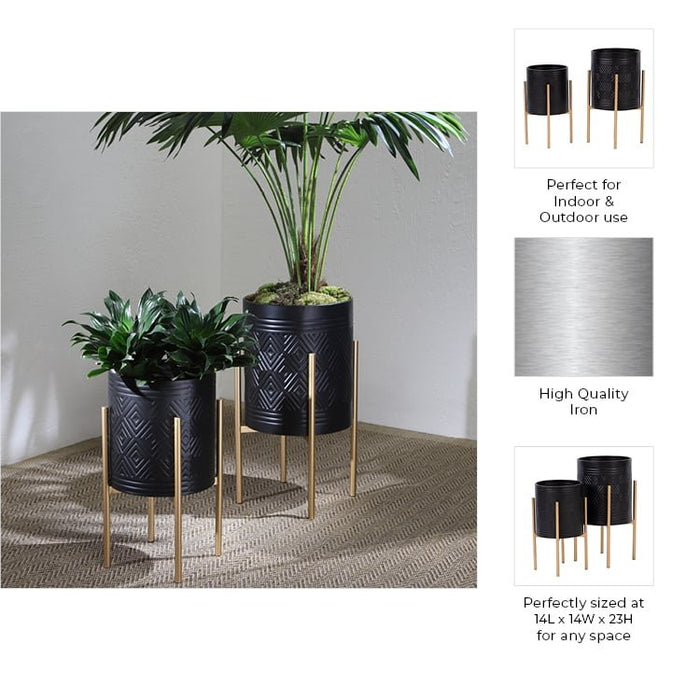 s-2-aztec-planter-on-metal-stand-black-gold-5