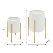 s-2-aztec-planter-on-metal-stand-white-gold-8