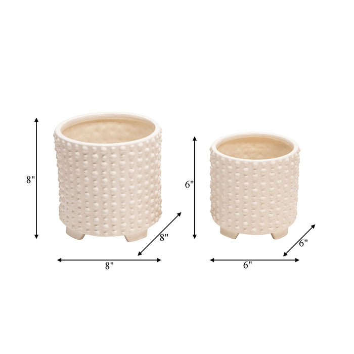 s-2-ceramic-6-8-footed-planters-w-dots-white-4