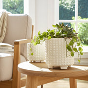 s-2-ceramic-6-8-footed-planters-w-dots-white-6