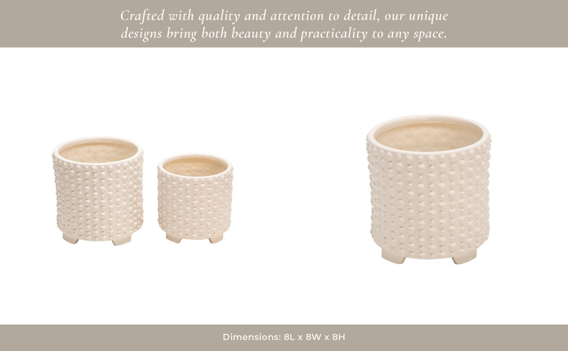 s-2-ceramic-6-8-footed-planters-w-dots-white-8