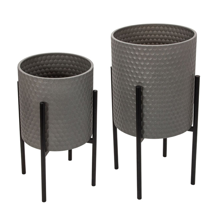 s-2-honeycomb-planter-on-metalstand-gray-blk-1