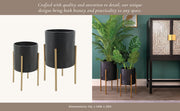 s-2-planter-w-lines-on-metal-stand-black-gold-10