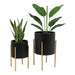 s-2-planter-w-lines-on-metal-stand-black-gold-2