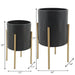 s-2-planter-w-lines-on-metal-stand-black-gold-6