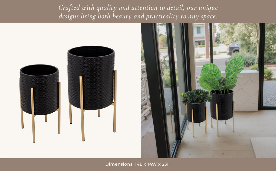 s-2-textured-planter-on-metalstand-black-gld-9