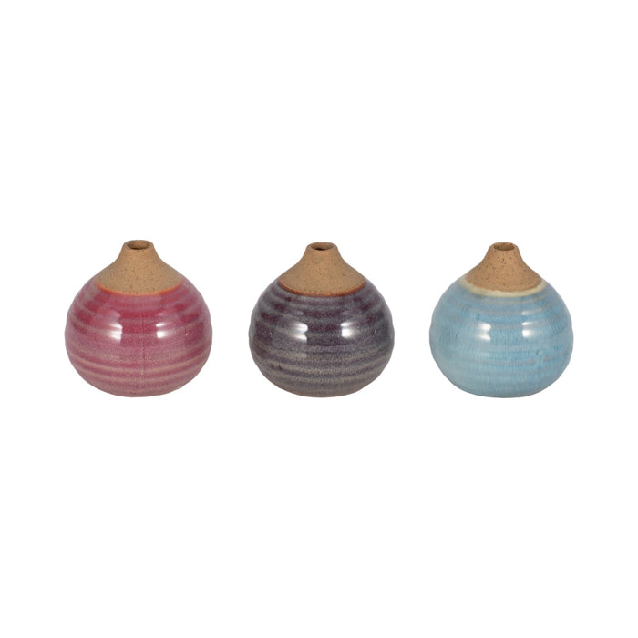 s-3-glazed-bud-vases-purple-blue-pink-1