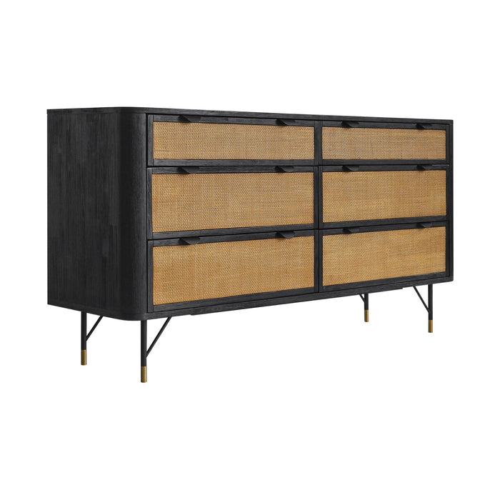 saratoga-6-drawer-dresser-in-black-acacia-with-rattan-2
