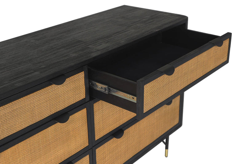 saratoga-6-drawer-dresser-in-black-acacia-with-rattan-5