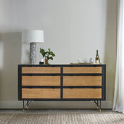 saratoga-6-drawer-dresser-in-black-acacia-with-rattan-7