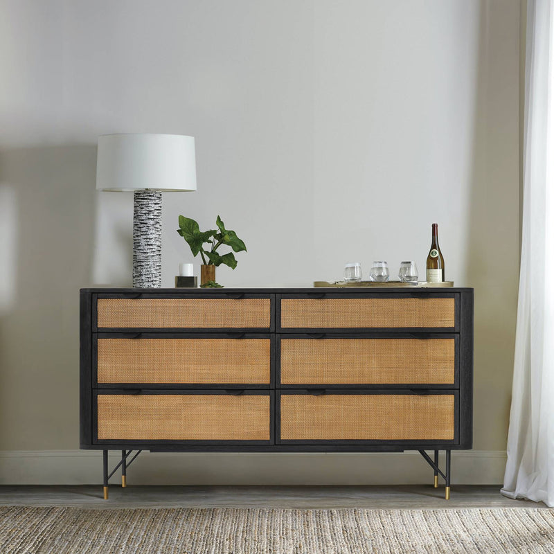 saratoga-6-drawer-dresser-in-black-acacia-with-rattan-7