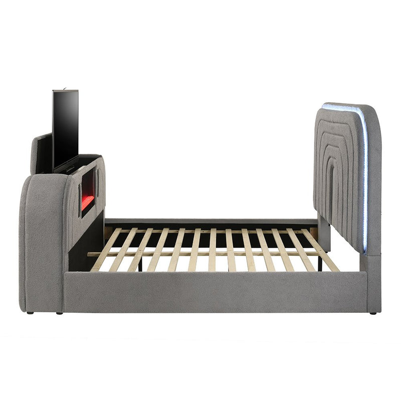 shelyn-gray-teddy-sherpa-chrome-ek-bed-w-led-tv-stand-fireplace-bluetooth-4