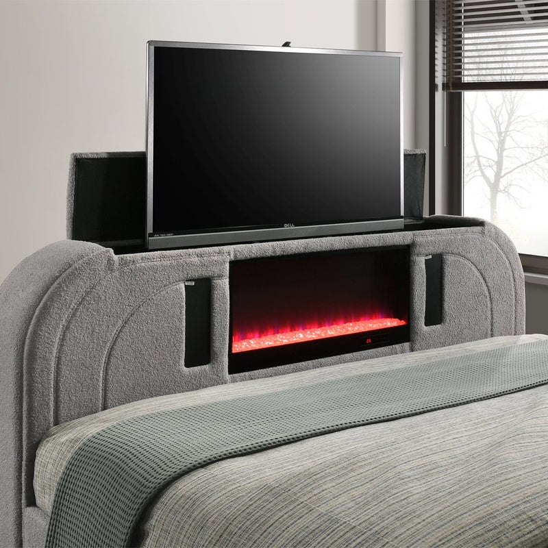 shelyn-gray-teddy-sherpa-chrome-ek-bed-w-led-tv-stand-fireplace-bluetooth-5