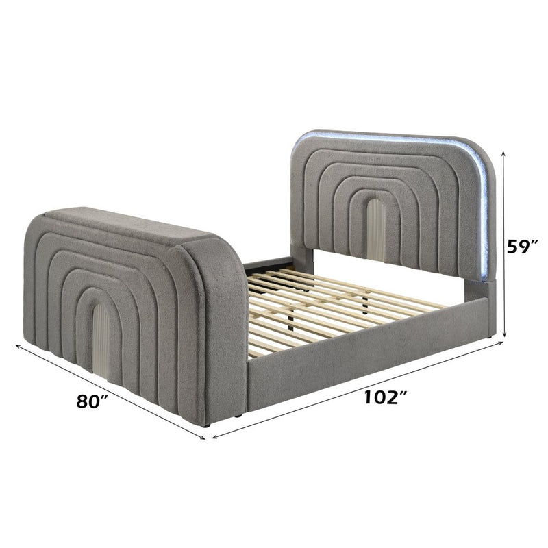 shelyn-gray-teddy-sherpa-chrome-ek-bed-w-led-tv-stand-fireplace-bluetooth-9