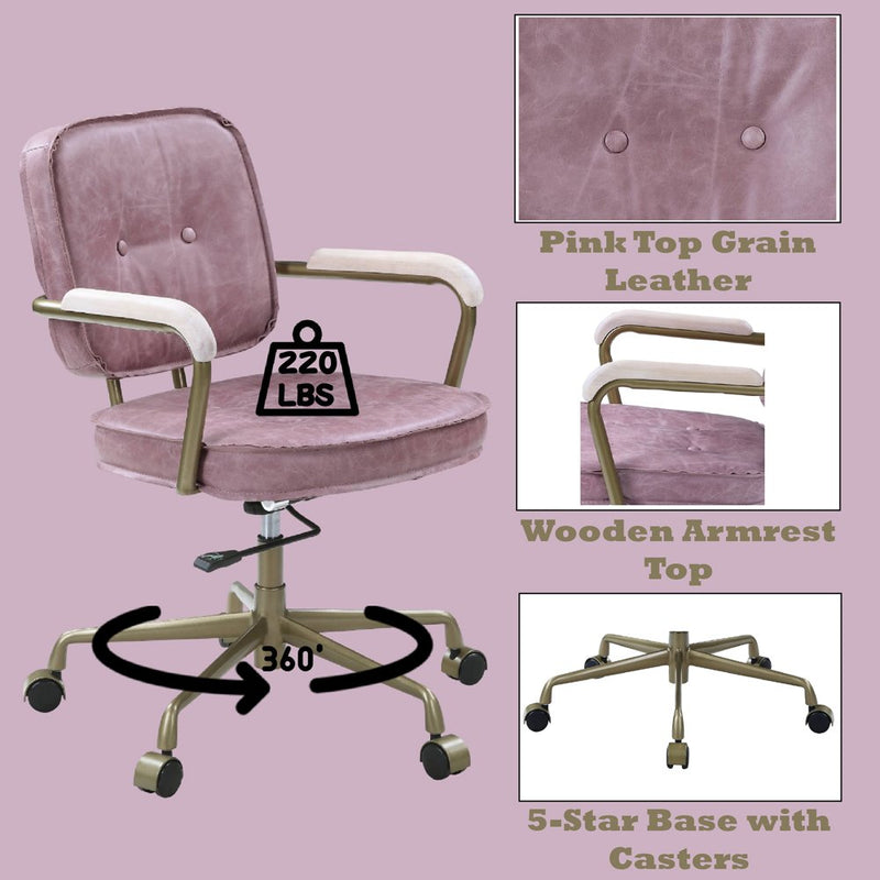 siecross-pink-top-grain-leather-swivel-office-chair-11