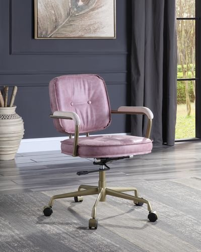 siecross-pink-top-grain-leather-swivel-office-chair-1