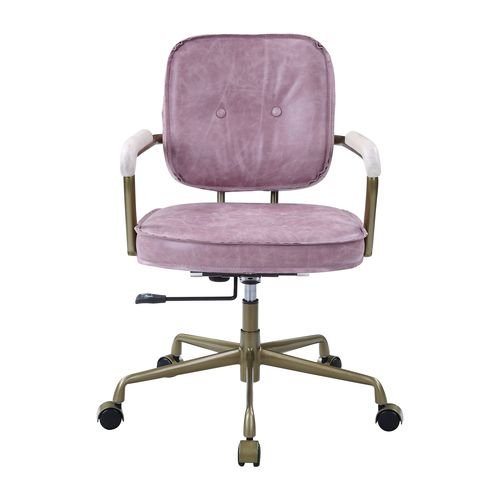 siecross-pink-top-grain-leather-swivel-office-chair-2