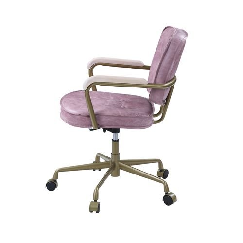 siecross-pink-top-grain-leather-swivel-office-chair-4