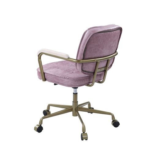 siecross-pink-top-grain-leather-swivel-office-chair-5