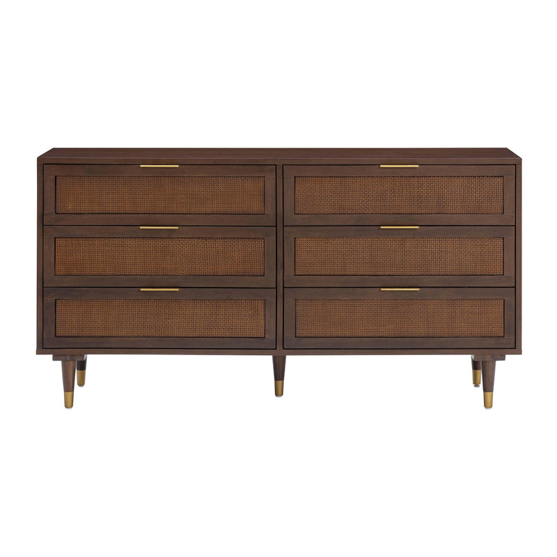 6 drawer dresser dark brown Aetheria Contemporary Wood 6-Drawer in Roundhill Furniture A delightful fusion of playful charm and elegance the Rowan 6 Moe's Home Mabel Dark Brown