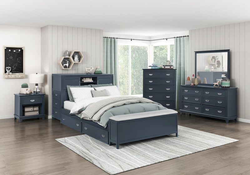 sloane-smoke-gray-2-full-bookcase-platform-bed-with-hidden-desk-stool-and-storage-bench-11