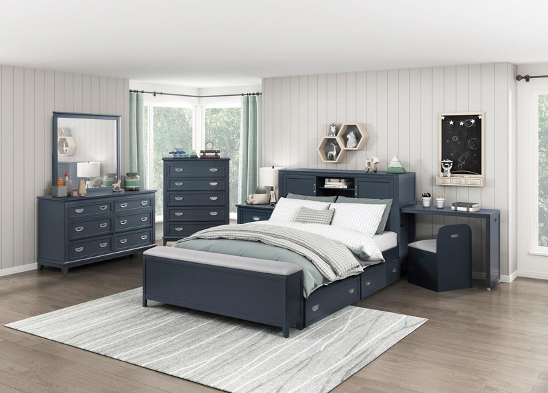 sloane-smoke-gray-2-full-bookcase-platform-bed-with-hidden-desk-stool-and-storage-bench-12
