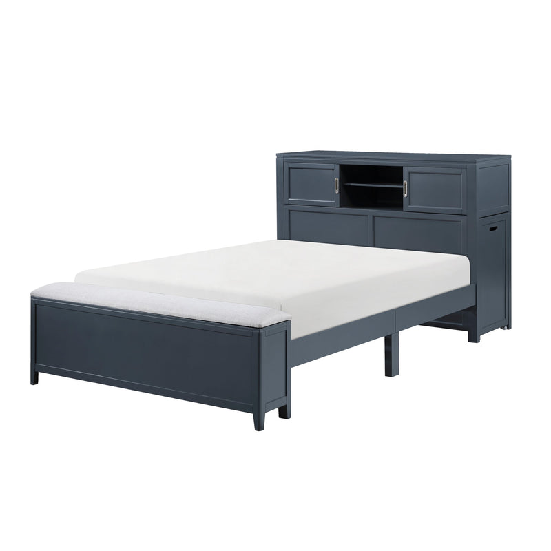 sloane-smoke-gray-2-full-bookcase-platform-bed-with-hidden-desk-stool-and-storage-bench-7