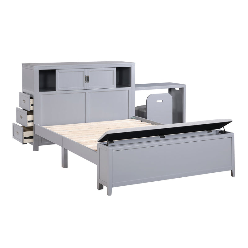 sloane-smoke-gray-2-full-bookcase-platform-bed-with-hidden-desk-stool-and-storage-bench-10