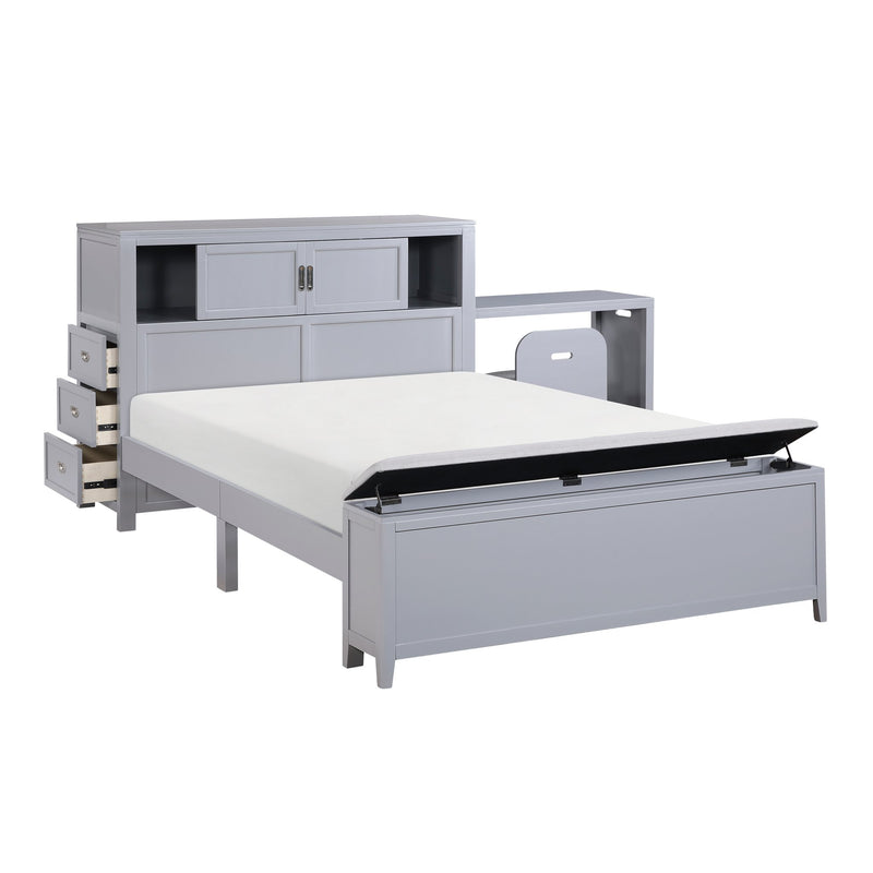 sloane-smoke-gray-2-full-bookcase-platform-bed-with-hidden-desk-stool-and-storage-bench-8