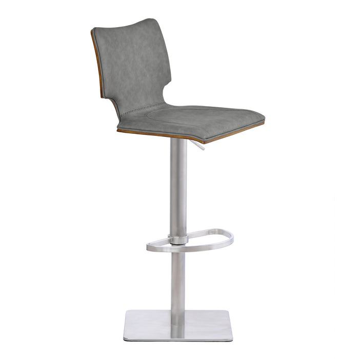 sydney-adjustable-barstool-in-brushed-stainless-steel-with-vintage-gray-faux-leather-and-walnut-wood-back-1