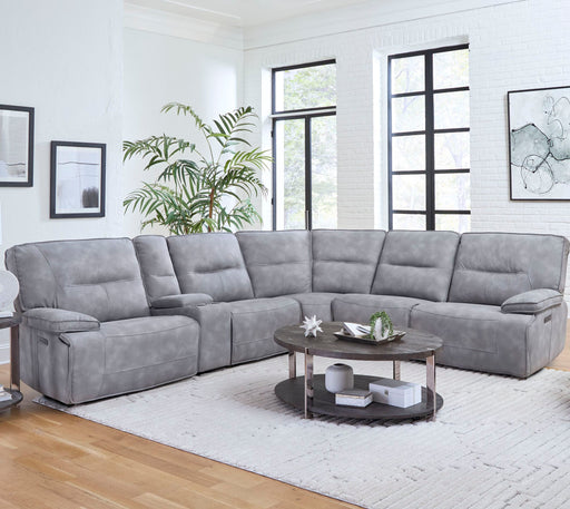 Parker Living Gladiator - Sky 6 Piece Modular Power Reclining Sectional with Power Adjustable Headrests