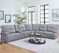 Parker Living Gladiator - Sky 6 Piece Modular Power Reclining Sectional with Power Adjustable Headrests