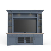 Parker House Americana Modern - Denim 92 In. TV Console with Hutch Back Panel and LED Lights