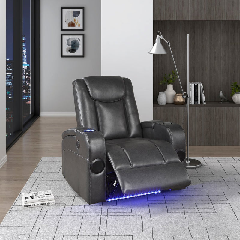 turbo-gray-power-reclining-chair-with-wireless-charger-cooling-cup-holder-storage-arms-wireless-speakers-led-light-and-usb-port-15