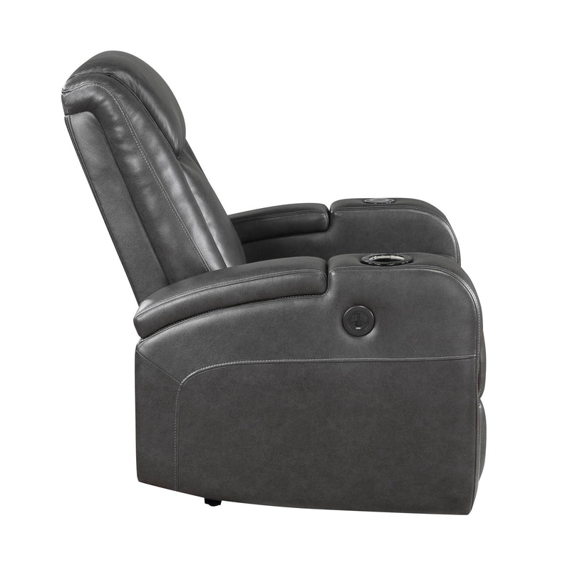 turbo-gray-power-reclining-chair-with-wireless-charger-cooling-cup-holder-storage-arms-wireless-speakers-led-light-and-usb-port-9