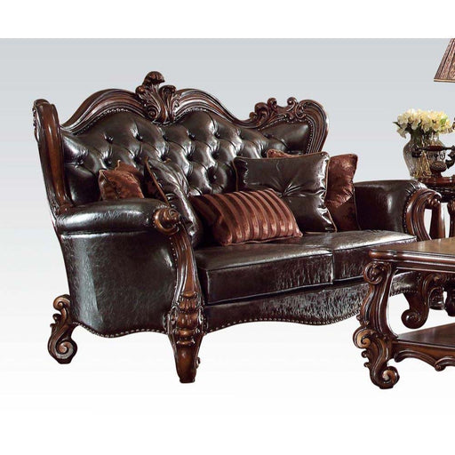 versailles-two-tone-dark-brown-leatherette-cherry-oak-loveseat-w-5-pillows-1