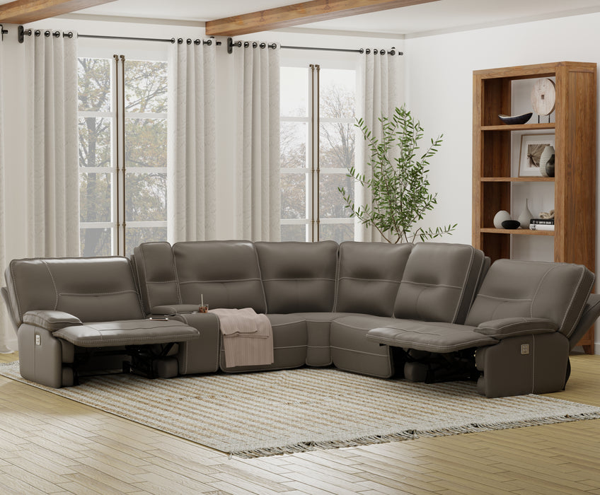 Parker Living Spartacus - Haze 6 Piece Modular Power Reclining Sectional with Power Adjustable Headrests