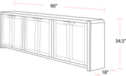 Parker House Escape 90 In. Console with Reversible Panel Doors