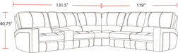 Parker Living Rockford - Verona Saddle 6 Piece Modular Power Reclining Sectional with Power Adjustable Headrests